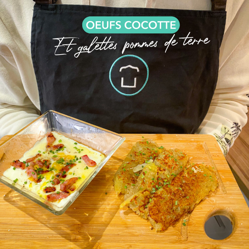 Recette œufs cocotte et galettes de pommes de terre | Le Repaire du Chef Étape finale de la recette des œufs cocotte. Dressage et présentation du plat.