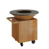 brasero avec plaque de cuisson en acier carbone et roues de déplacement