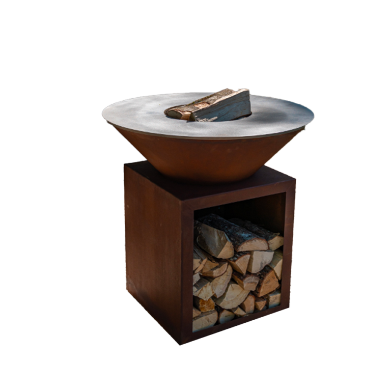 Relaxdays Brasero extérieur en Acier corten patiné, avec Grille de Foyer et tisonnier, HLP : 149x45x45cm, Marron