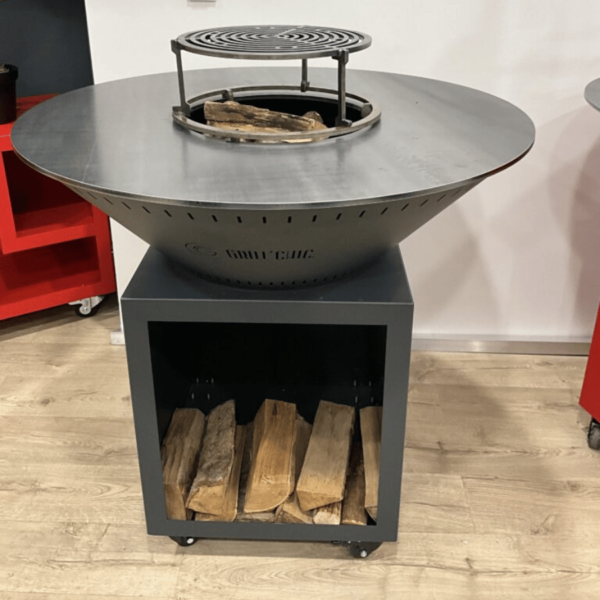 brasero barbecue grill'chic 83cm gris double cuve