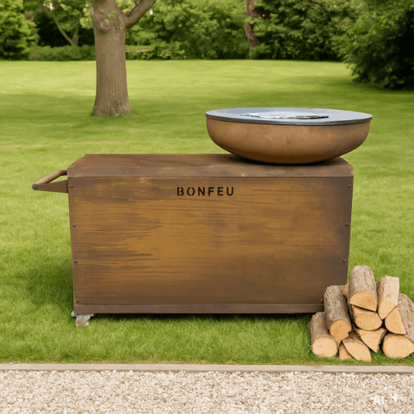 brasero plancha bonfeu island corten 80