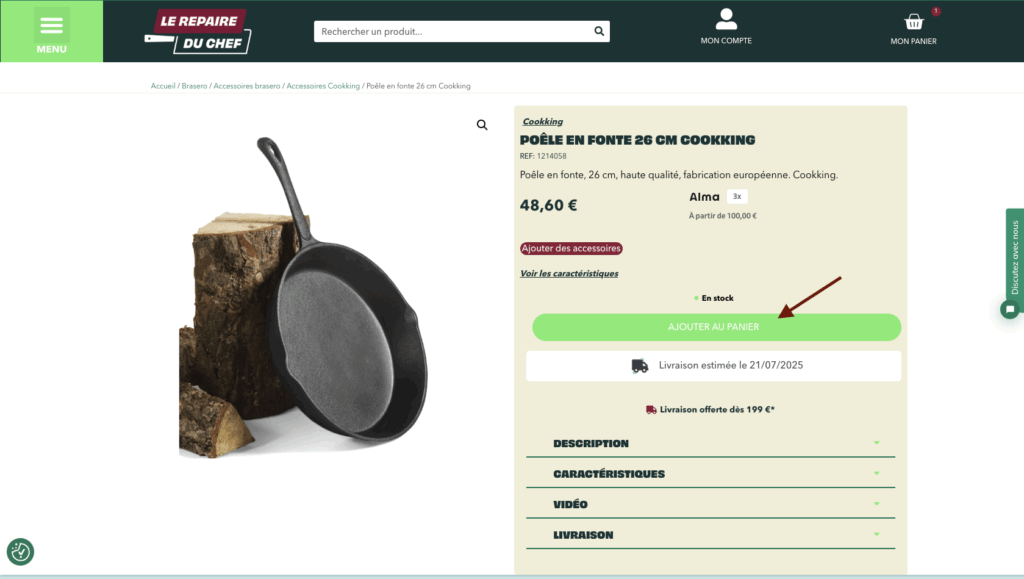 aide ajout au panier