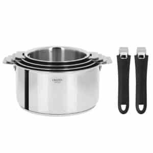Série de 4 casseroles Casteline avec 2 poignées Mutine noires Cristel